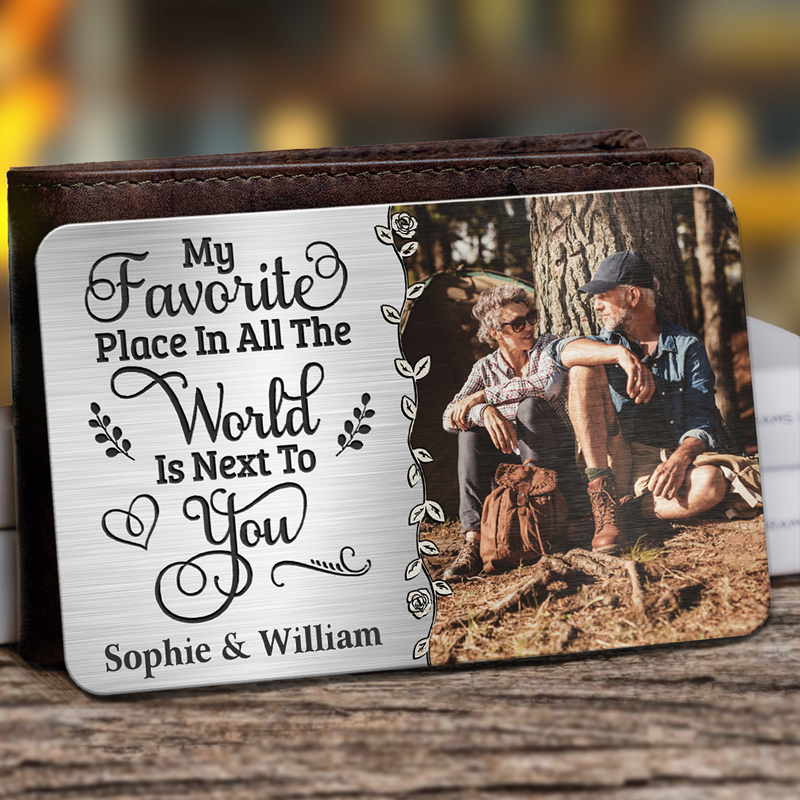 Discover Custom Photo My Heart Is Wherever You Are - Couple Personalized Custom Aluminum Wallet Card - Gift For Husband Wife, Anniversary