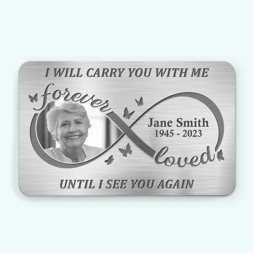 Discover Custom Photo Always On My Mind Forever In My Heart - Memorial Personalized Custom Aluminum Wallet Card - Sympathy Gift For Family Members AMZ