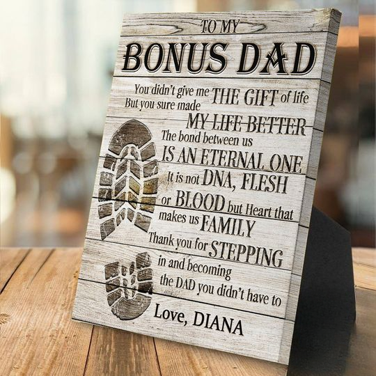 Discover To My Bonus Dad - Gift for Dad, Personalized Canvas