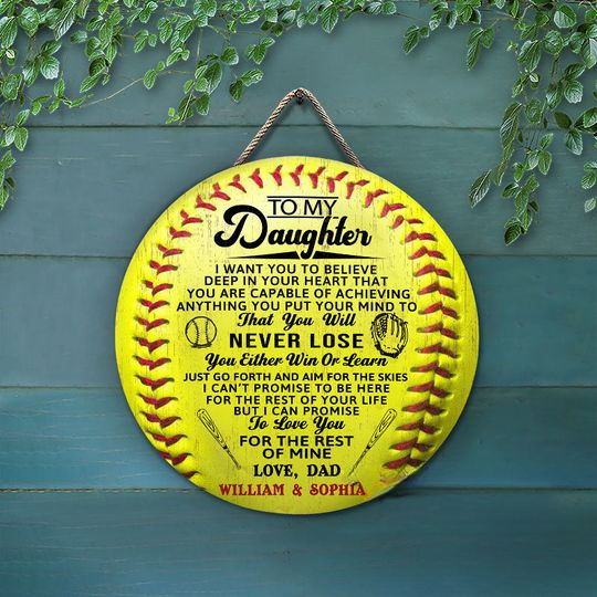 Discover Softball Parent And Daughter You Will Never Lose Personalized Wood Door Sign