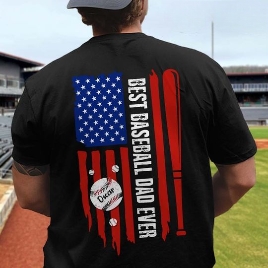 Discover Best Baseball Us Flag Dad Ever US Flag Sport Unisex T-Shirt