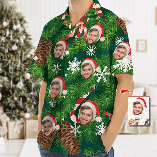 Discover Custom Photo Snow Christmas Personalized Hawaiian Shirt