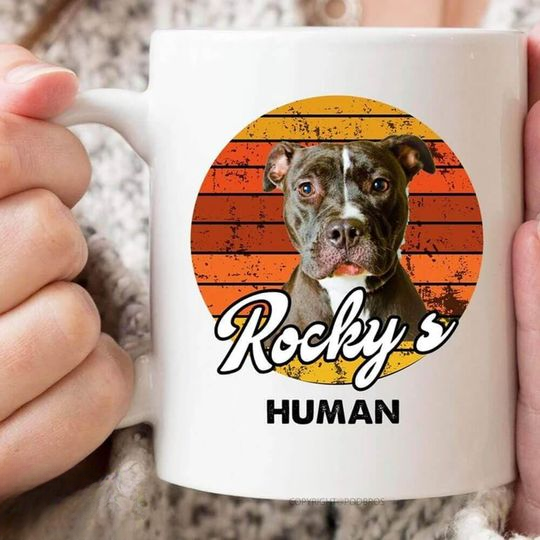 Discover Pet Upload Photo Retro Vintage Sunset Dog Personalized Coffee Mug