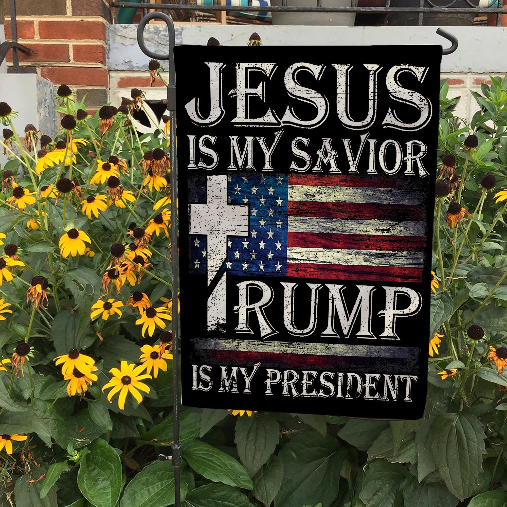 Vintage Jesus Is My Savior Trump Is My President Flag, 2024 Election Flag