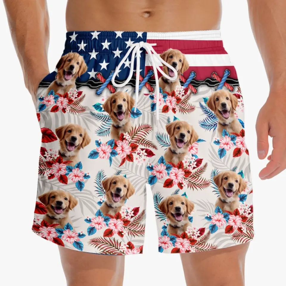 Discover Custom Photo Enjoy Summer - Dog & Cat Personalized Custom Tropical Hawaiian Aloha Men Beach Shorts - 4th of July, Summer Vacation Gift, Birthday Party Gift For Pet Owners, Pet Lovers