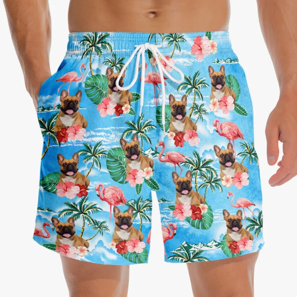 Discover Custom Photo Beach Vibes And Wagging Tails - Dog & Cat Personalized Custom Tropical Hawaiian Aloha Men Beach Shorts - Summer Vacation Gift, Birthday Party Gift For Pet Owners, Pet Lovers