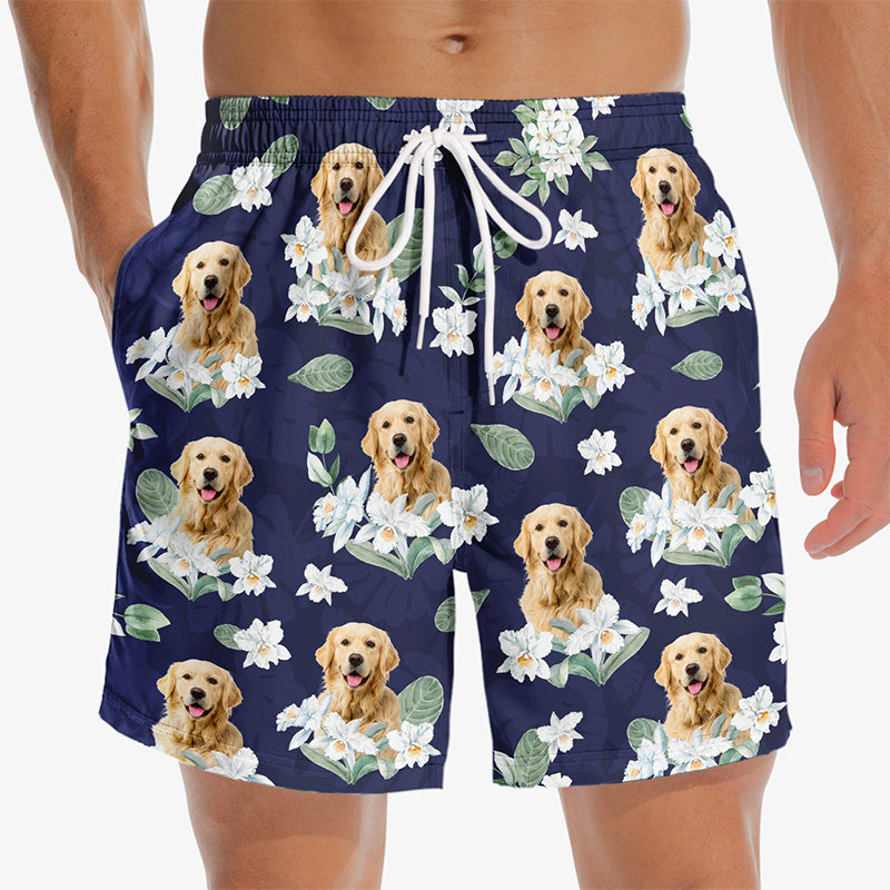 Discover Custom Photo Wild And Free Just Like The Sea - Dog & Cat Personalized Custom Tropical Hawaiian Aloha Men Beach Shorts