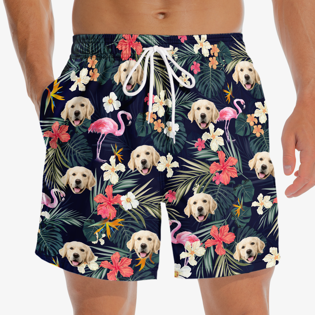Discover Custom Photo Dose Of Vitamin Sea - Dog & Cat Personalized Custom Tropical Hawaiian Aloha Men Beach Shorts