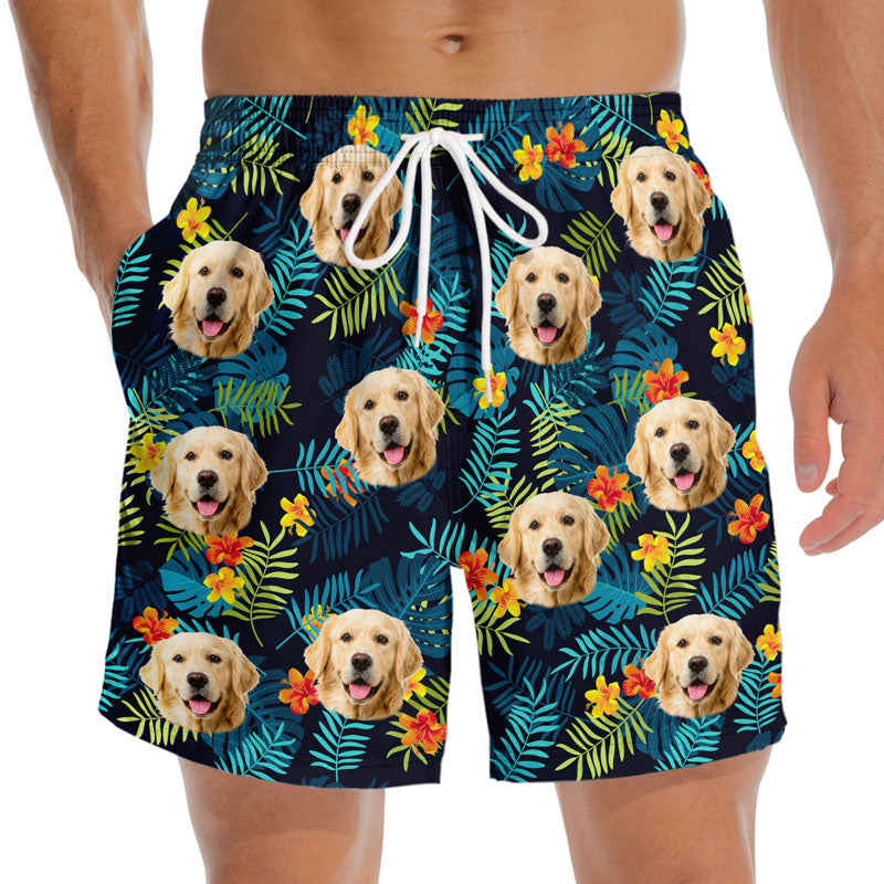 Discover Custom Photo Summer Is For Falling In Love - Dog & Cat Personalized Custom Tropical Hawaiian Aloha Men Beach Shorts