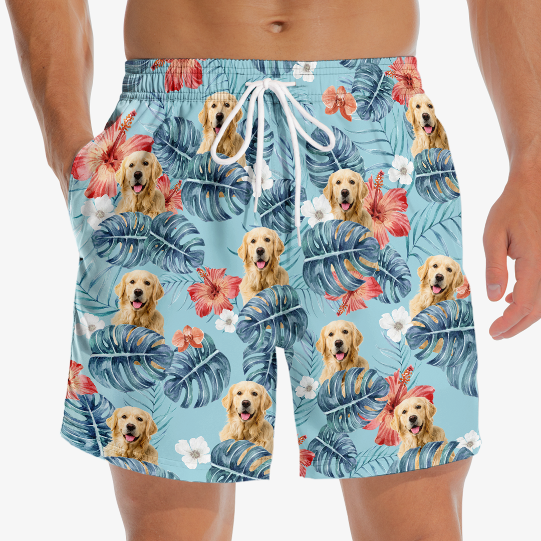 Discover Custom Photo We All Need Vitamin Sea - Dog & Cat Personalized Custom Tropical Hawaiian Men Beach Shorts