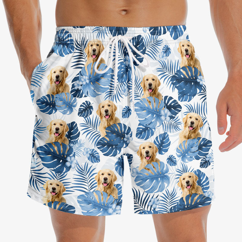 Discover Custom Photo Beach More Worry Less - Dog & Cat Personalized Custom Tropical Hawaiian Aloha Men Beach Shorts