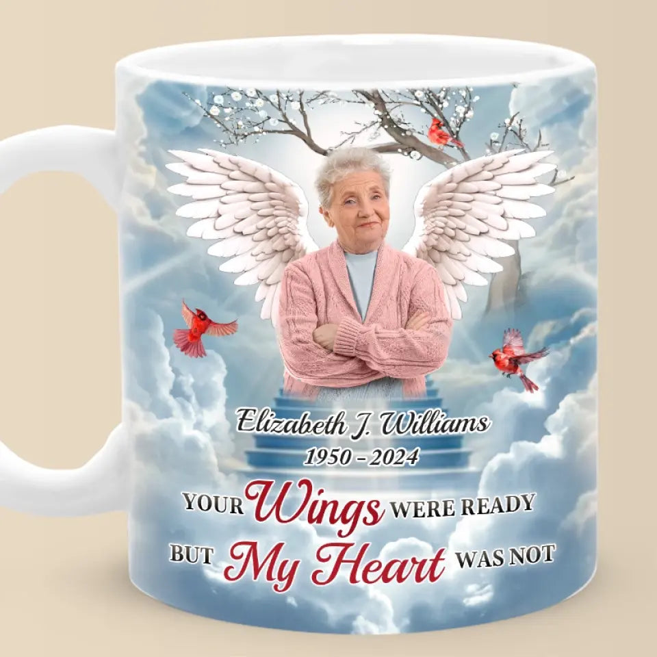 Discover Custom Photo A Big Piece Of My Heart Lives In Heaven - Memorial Personalized Custom Mug - Sympathy Gift For Family Members
