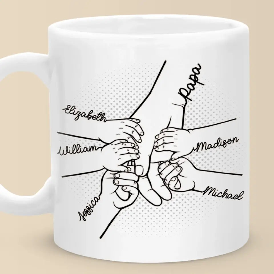 Discover Our Fingers Together - Family Personalized Custom Mug - Father's Day, Gift For Dad, Grandpa