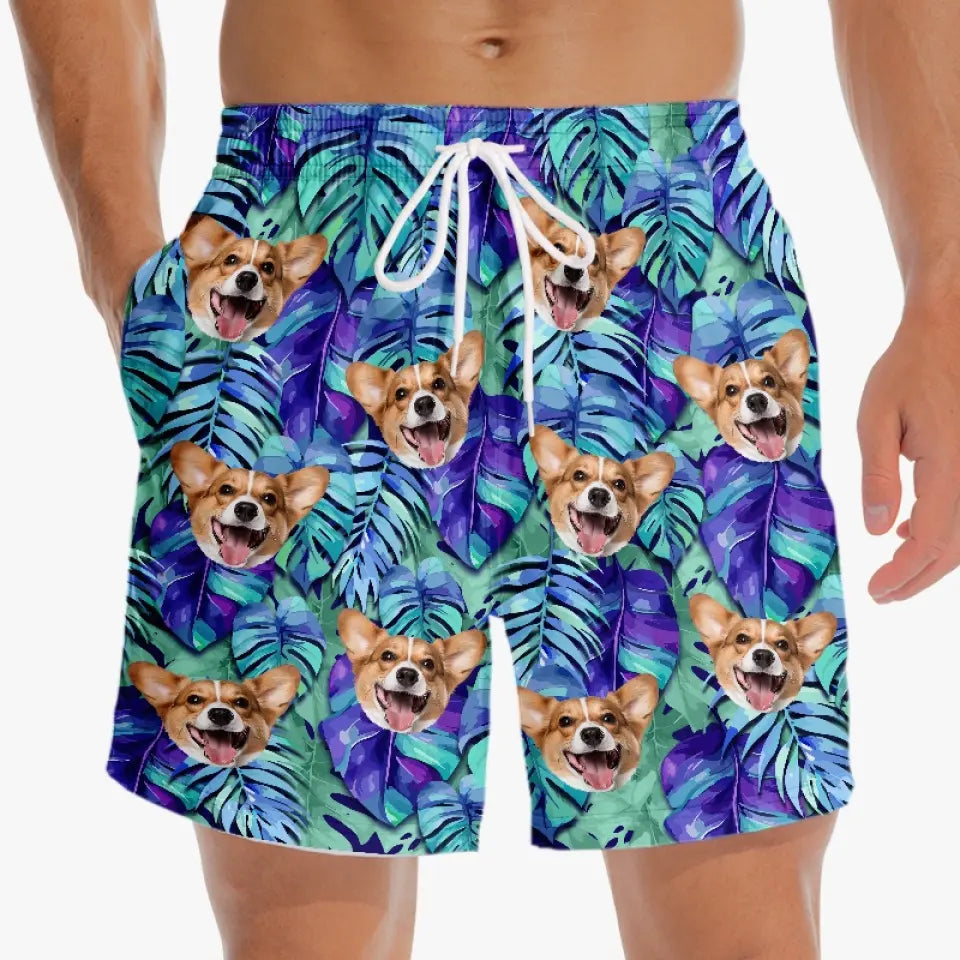 Discover Custom Photo Meet Me Where The Sky Touches The Sea - Dog & Cat Personalized Custom Tropical Hawaiian Aloha Men Beach Shorts - Summer Vacation Gift, Birthday Party Gift For Pet Owners, Pet Lovers