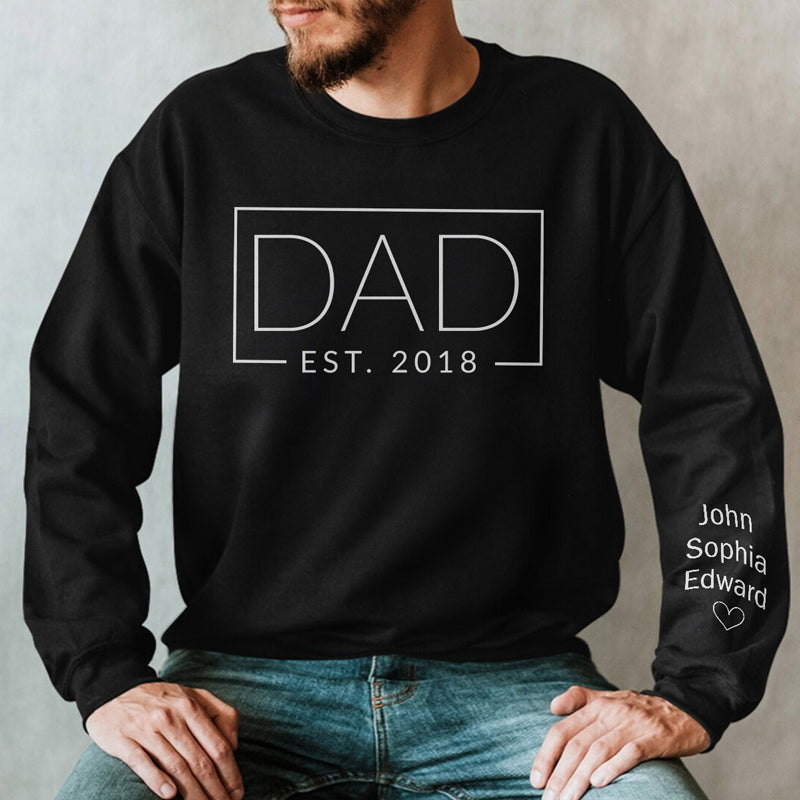 Discover My Dad Is Awesome - Family Personalized Custom Unisex Sweatshirt With Design On Sleeve - Christmas Gift For Dad