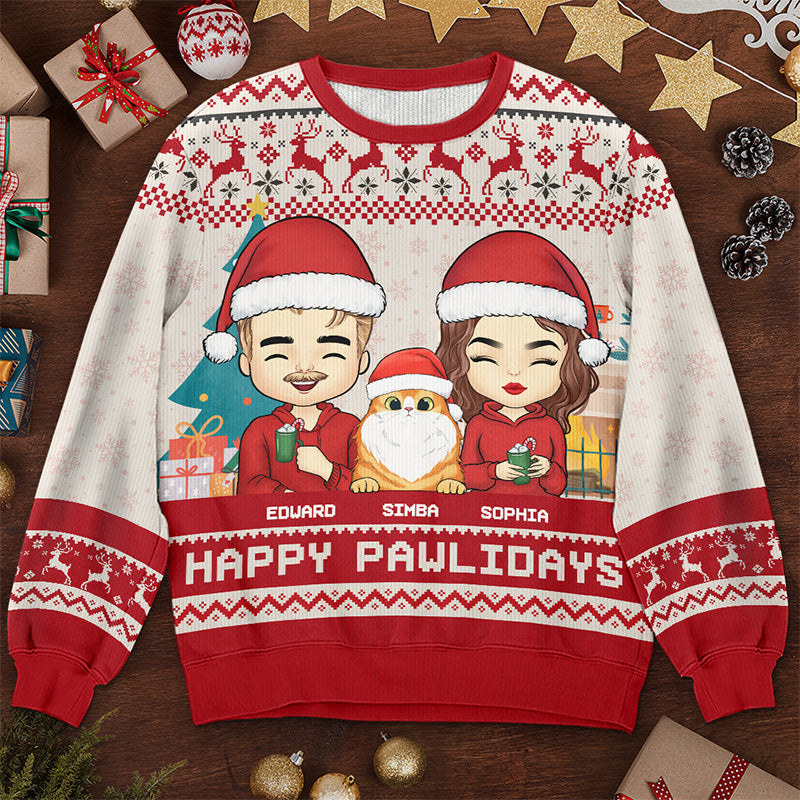 Discover Season's Greetings From Furry Family - Dog & Cat Personalized Ugly Sweatshirt