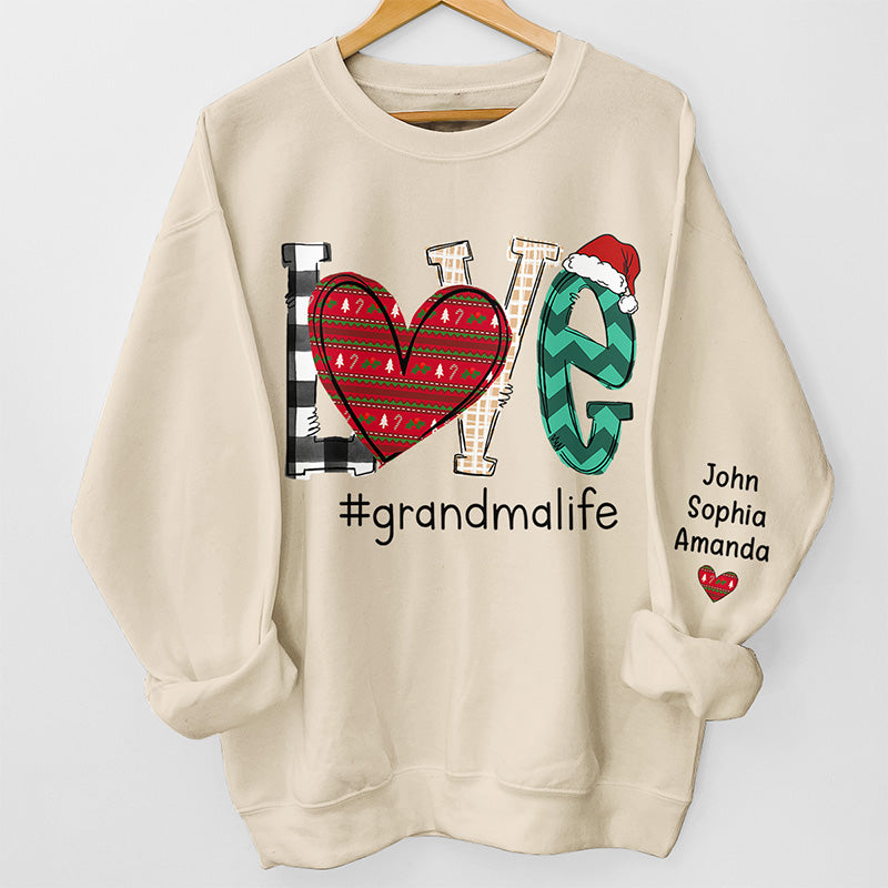 Discover Love This Grandma Life - Family Personalized Sweatshirt With Design On Sleeve - Gift For Mom, Grandma
