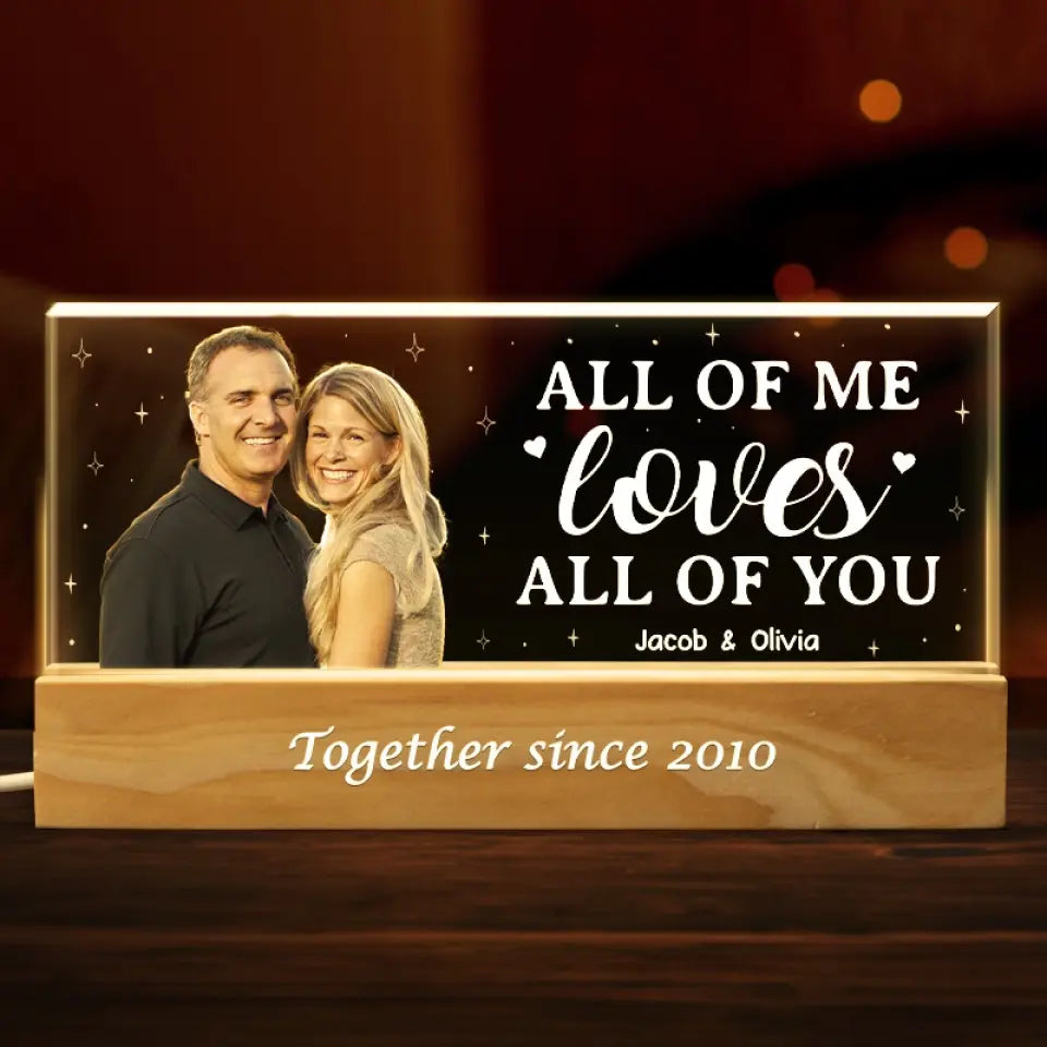 Discover Custom Photo All Of Me Loves All Of You - Couple Personalized Custom Acrylic Letters 3D LED Night Light - Gift For Husband Wife, Anniversary