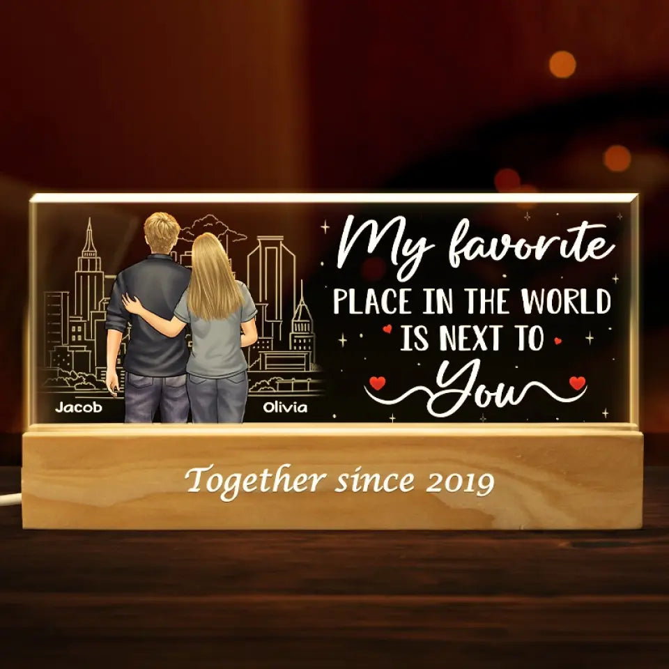 Discover You Are My Happy Place - Couple Personalized Custom Acrylic Letters 3D LED Night Light - Gift For Husband Wife, Anniversary