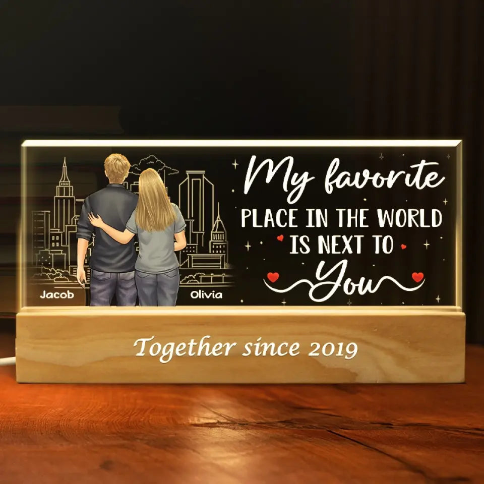 You Are My Happy Place - Couple Personalized Custom Acrylic Letters 3D LED Night Light - Gift For Husband Wife, Anniversary
