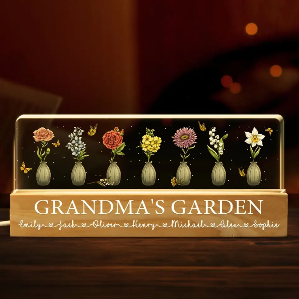 Discover Grandma's Garden - Family Personalized Custom Acrylic Letters 3D LED Night Light - Gift For Mom, Grandma