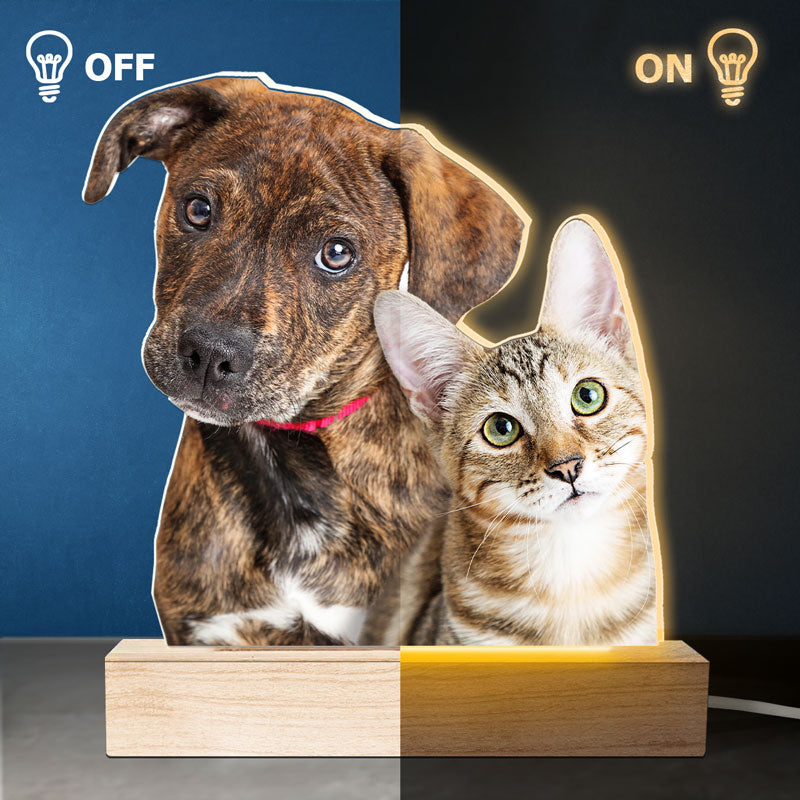 Custom Photo Life Is Better With Fur Baby - Dog & Cat Personalized Custom Shaped 3D LED Light - Upload Photo Gift For Pet Owners, Pet Lovers