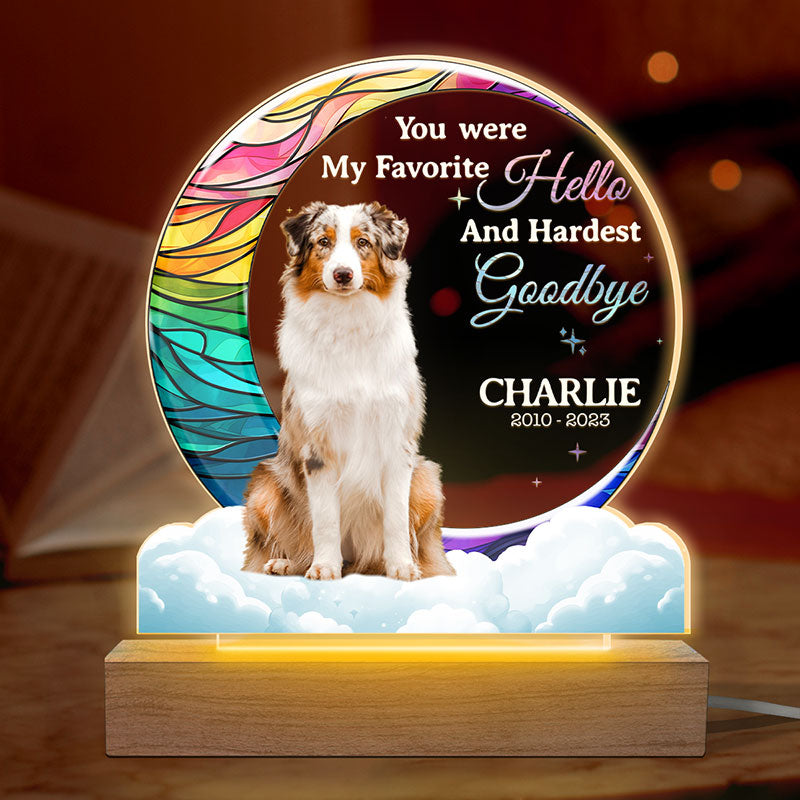 Discover Custom Photo My Hardest Goodbye - Memorial Personalized Custom Shaped 3D LED Light - Sympathy Gift For Pet Owners, Pet Lovers