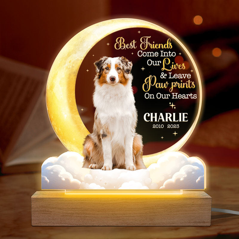Discover Custom Photo You Leave Paw Prints On Our Hearts - Memorial Personalized Custom Shaped 3D LED Light - Sympathy Gift For Pet Owners, Pet Lovers