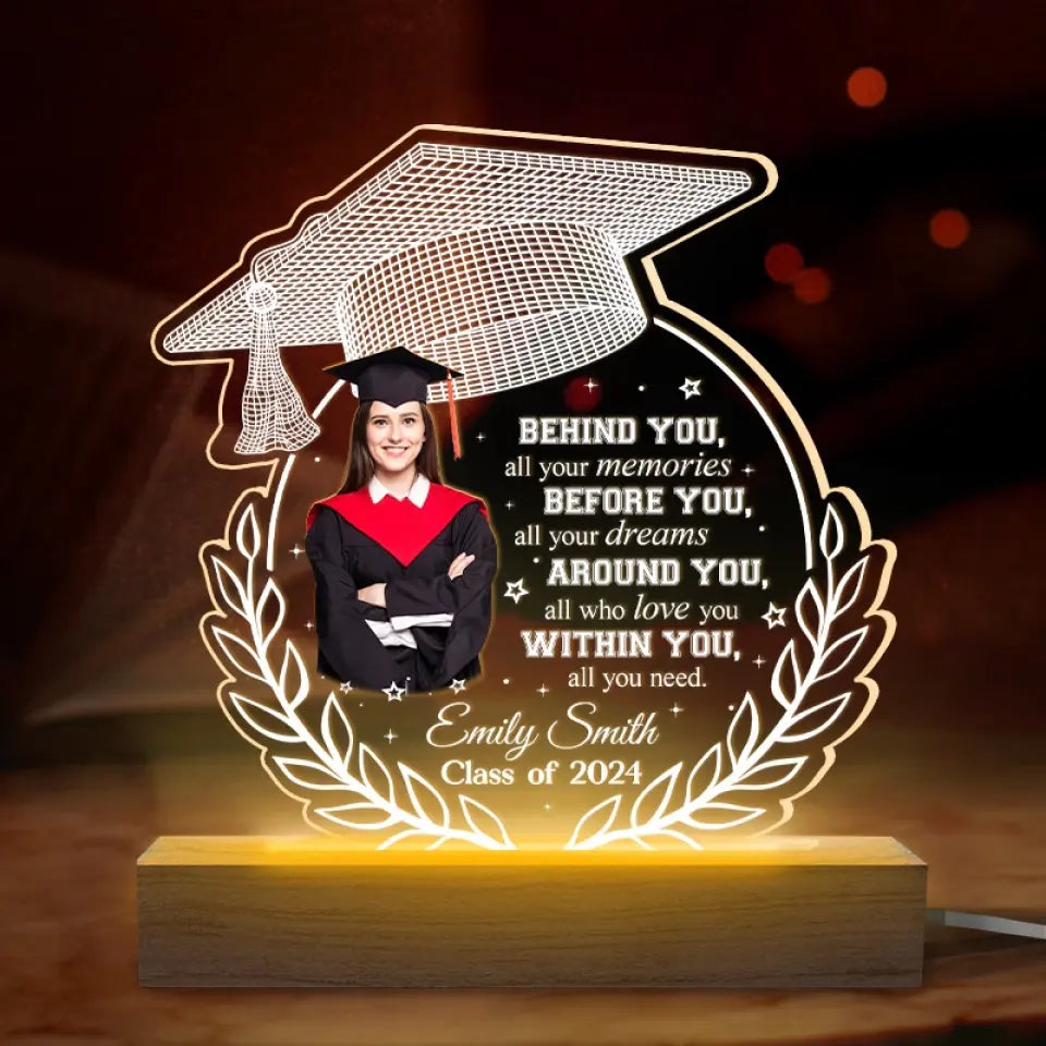 Discover Custom Photo Around You, All Who Love You - Family Personalized Custom Shaped 3D LED Light - Graduation Gift For Family Members, Siblings, Brothers, Sisters