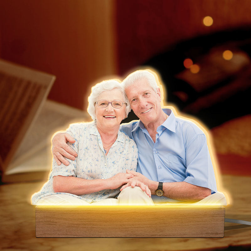 Custom Photo Two Hearts, One Love Story - Couple Personalized Custom Shaped 3D LED Light - Upload Photo Gift For Husband Wife, Anniversary