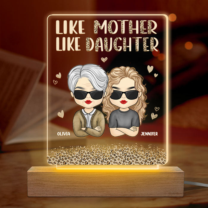 Discover Wow, Like Mother Like Daughters - Family Personalized Custom Rectangle Shaped 3D LED Light - Mother's Day, Birthday Gift For Mom