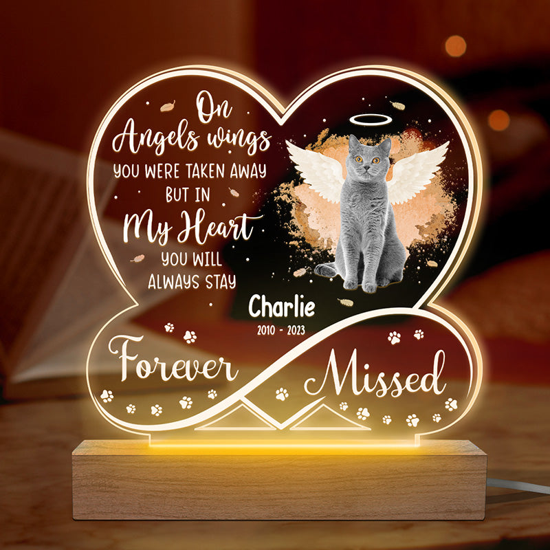 Discover Custom Photo Forever Missed - Memorial Personalized Custom Infinity Heart Shaped 3D LED Light - Sympathy Gift For Pet Owners, Pet Lovers