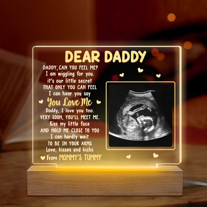 Discover Custom Photo Very Soon, You'll Meet Me - Family Personalized Custom Rectangle Shaped 3D LED Light - Baby Shower Gift, Gift For First Dad