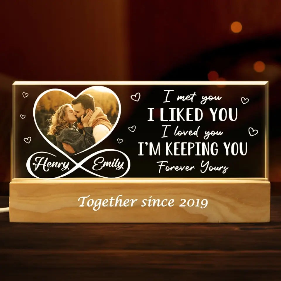 Custom Photo Love Conquers All - Couple Personalized Custom Acrylic Letters 3D LED Night Light - Gift For Husband Wife, Anniversary