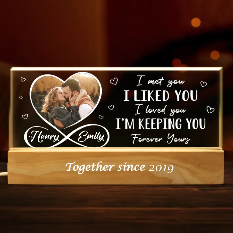 Custom Photo Love Conquers All - Couple Personalized Custom Acrylic Letters 3D LED Night Light - Gift For Husband Wife, Anniversary
