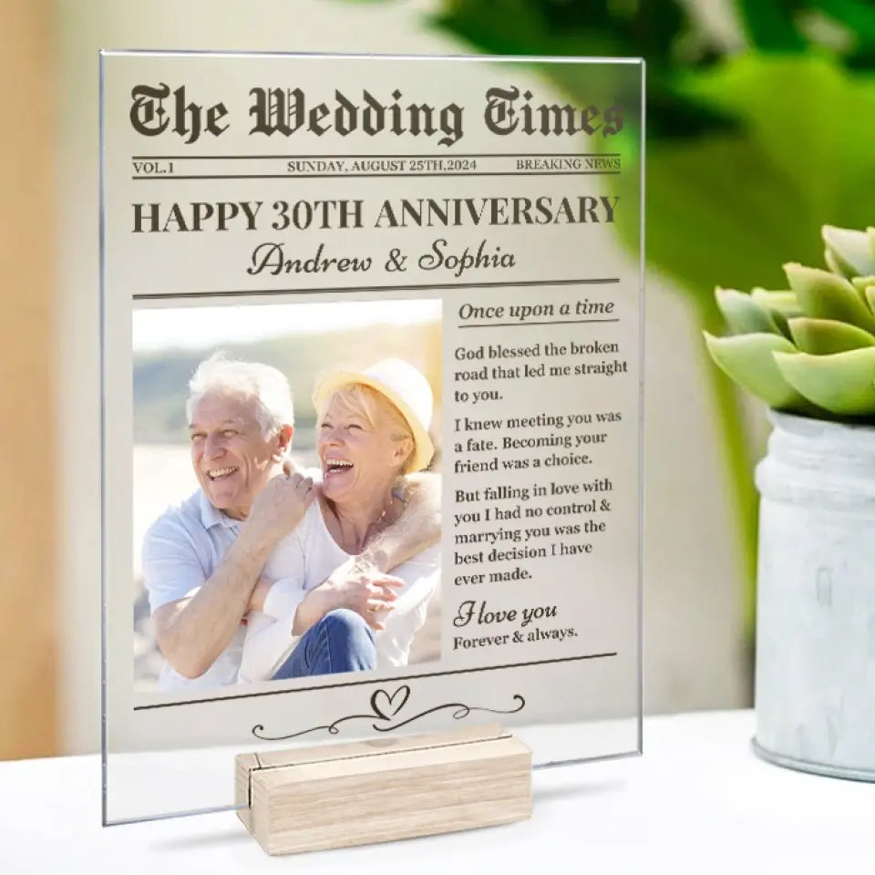 Discover Custom Photo The Wedding Times - Couple Personalized Custom Rectangle Shaped Acrylic Plaque - Gift For Husband Wife, Anniversary