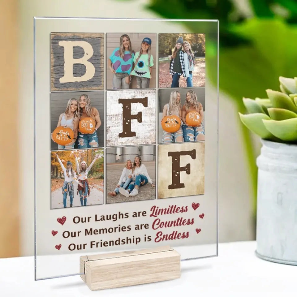 Custom Photo Our Friendship Is Endless - Bestie Personalized Custom Rectangle Shaped Acrylic Plaque - Gift For Best Friends, BFF, Sisters