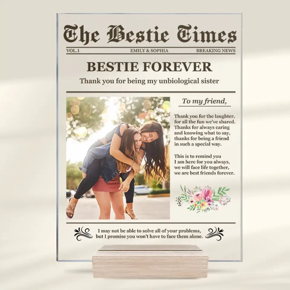 Custom Photo The Bestie Times - Bestie Personalized Custom Rectangle Shaped Acrylic Plaque - Gift For Best Friends, BFF, Sisters