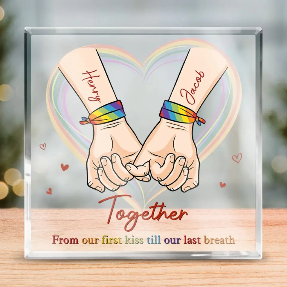 Discover Together From Our First Kiss Till Our Last Breath - Couple Personalized Custom Square Shaped Acrylic Plaque - Gift For Husband Wife, Anniversary, LGBTQ+