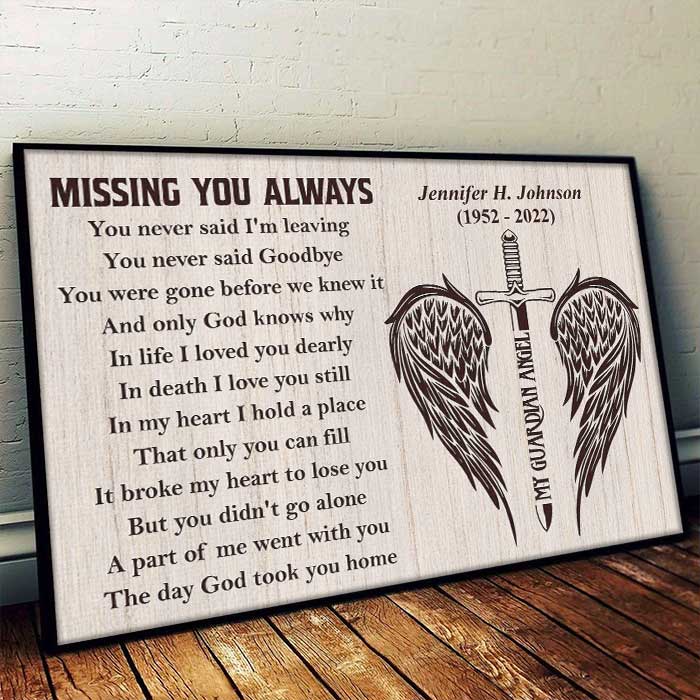 Missing You Always - Memorial Personalized Horizontal Poster - Sympathy Gift For Family