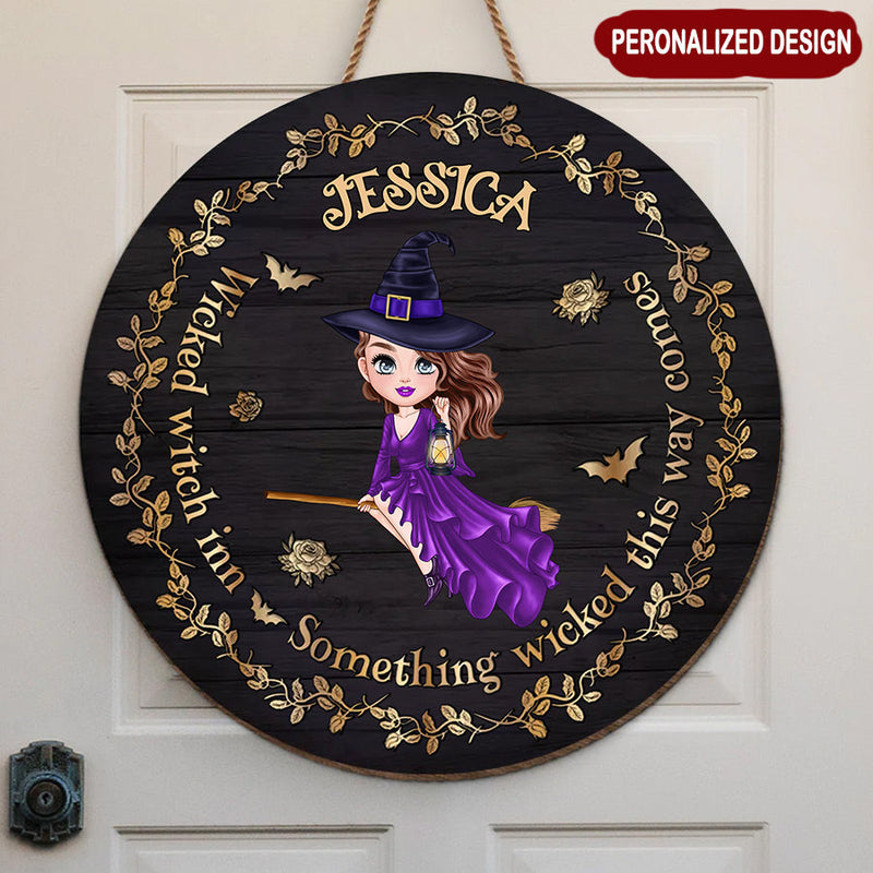 Discover Wicked Witch In - Personalized Custom Round Shaped Home Decor Witch Wood Sign - Halloween Gift For Witches, Yourself