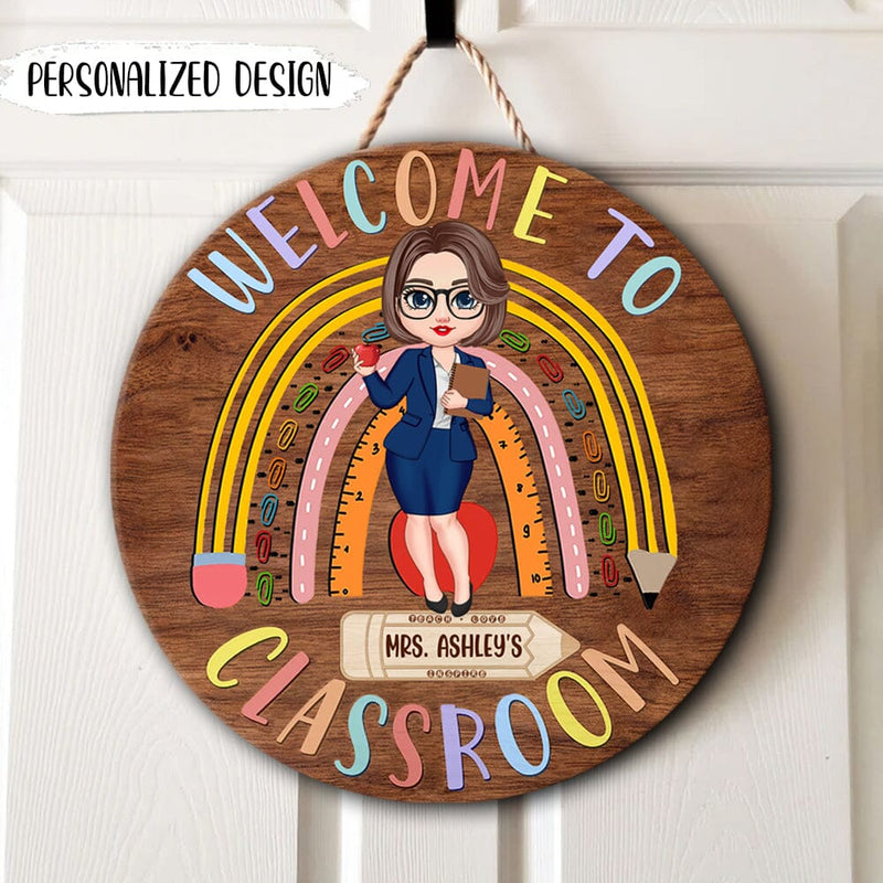 Discover Rainbow Teacher Welcome To Classroom Personalized Door Sign