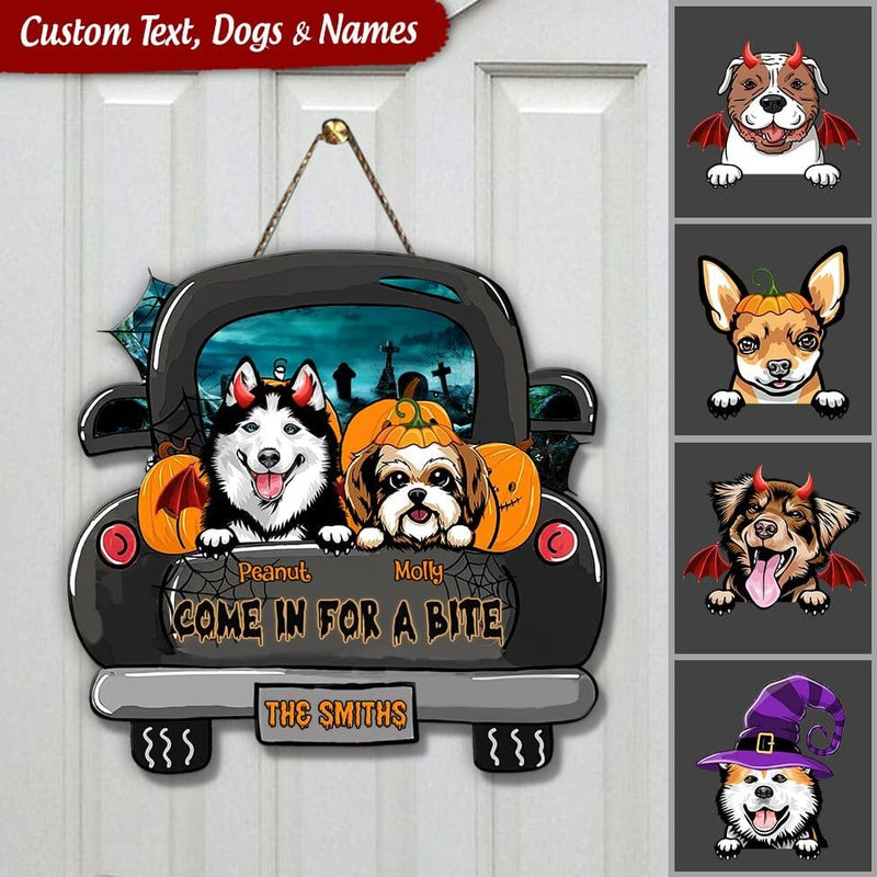Discover Personalized Dog Mom Halloween Black Truck Shape Shape Wooden Sign