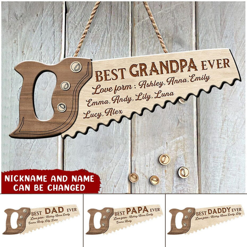Discover Best Grandpa, Dad, Daddy, Papa Ever Father's Day Personalized Shape Wooden Sign