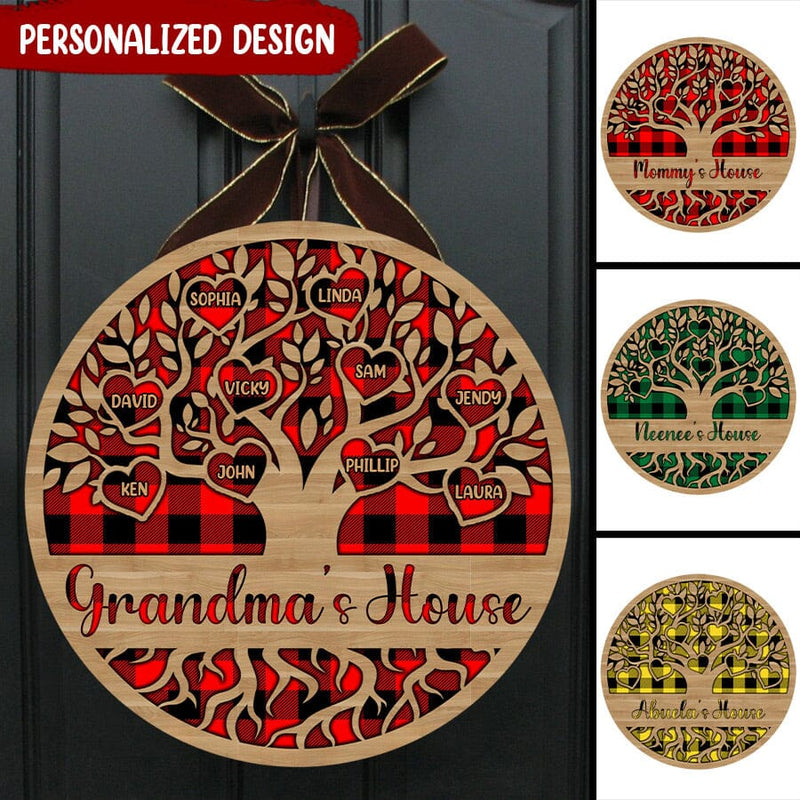 Discover Grandma's House Tree Family Personalized Color Shape wooden sign