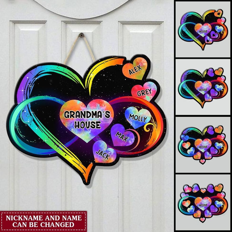 Discover Grandma Hearts Grandkids Custom Names Family Love Infinity Mothers Day Shape Wooden Sign