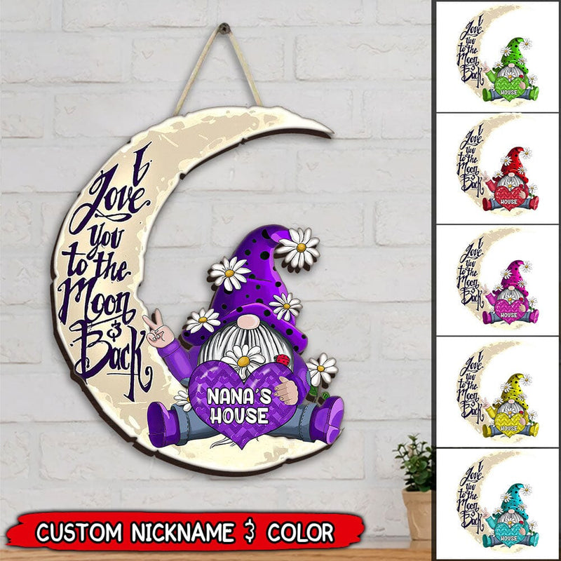 Discover Gnome Grandma- Mom, I Love Nana- Mom To The Moon And Back Personalized Shaped Wooden Sign