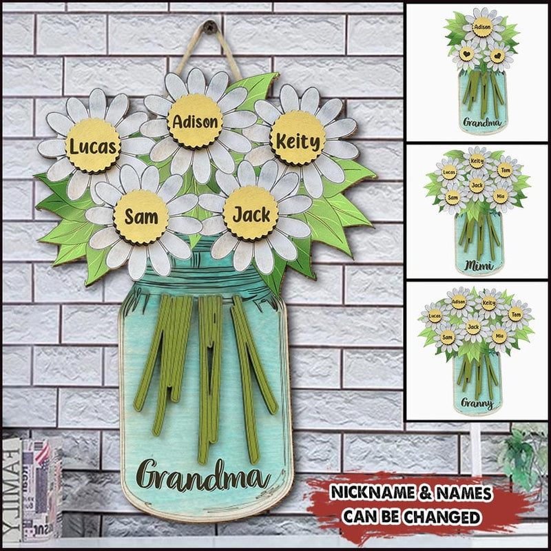 Discover Mothers Day Gift Personalized Grandma With Kids Flower Shape Wooden Sign