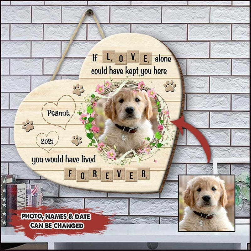 Discover Pet Loss Dog Cat Fur Baby In Heaven Upload Photo If Love Could Have Kept You Here Memorial Personalized Wooden Sign