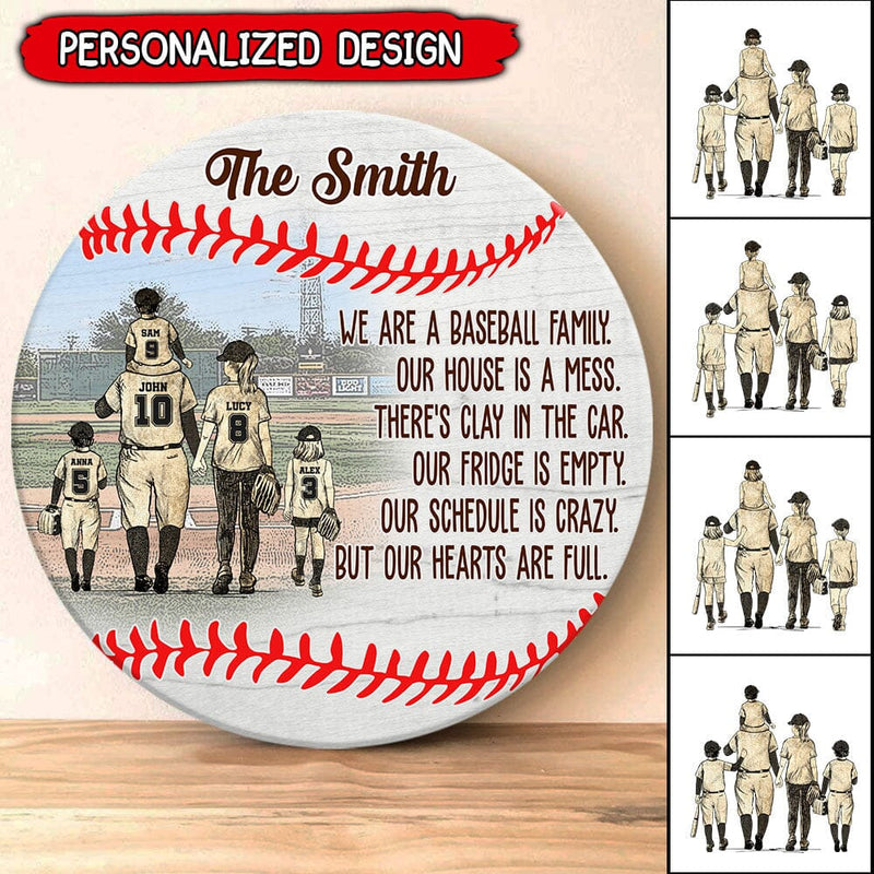 Discover Personalized We Are A Baseball Family Circle Wooden Sign